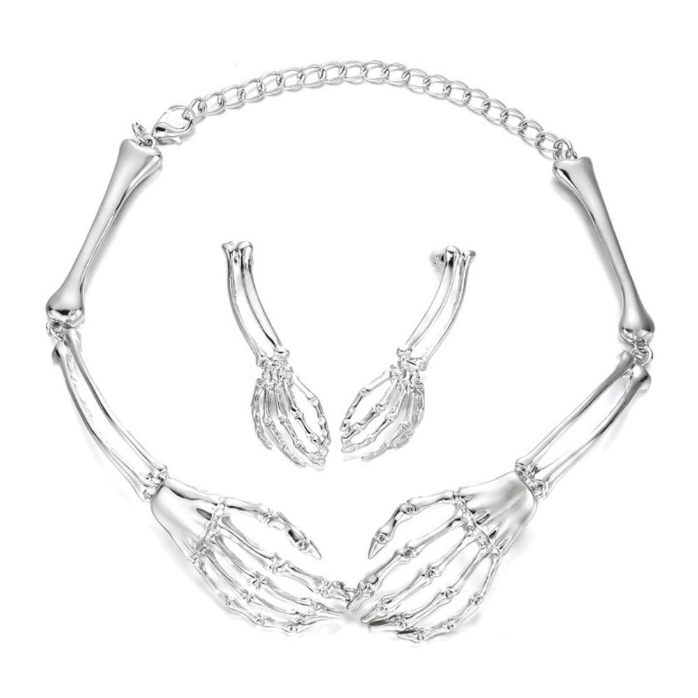 Hip Hop Chains Choker Earrings Set Gothic Punk Necklace Earring  Holiday Accessories