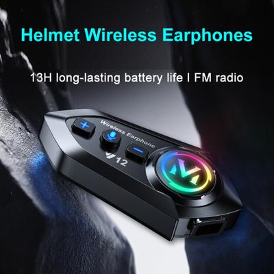 Motocyklová helma Bluetooth Headset 5.4 Voděodolný interkom s RGB podsvícením FM rádio 13 hodin hovoru IP56