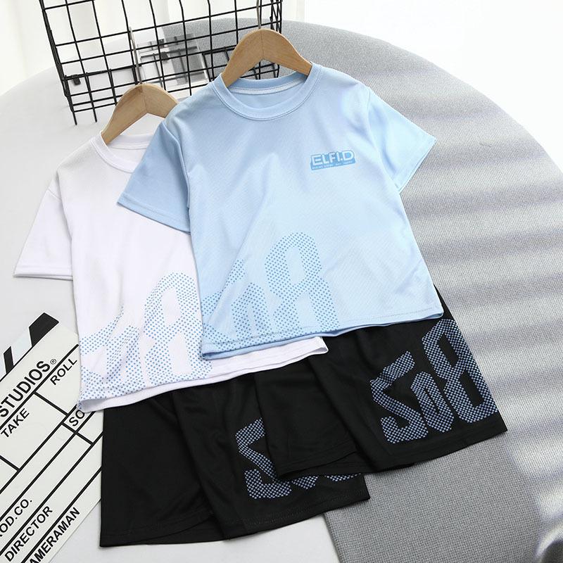 2026 Boys' Summer Sportswear: Short Sleeve and Shorts Mesh Set in 20 Colors