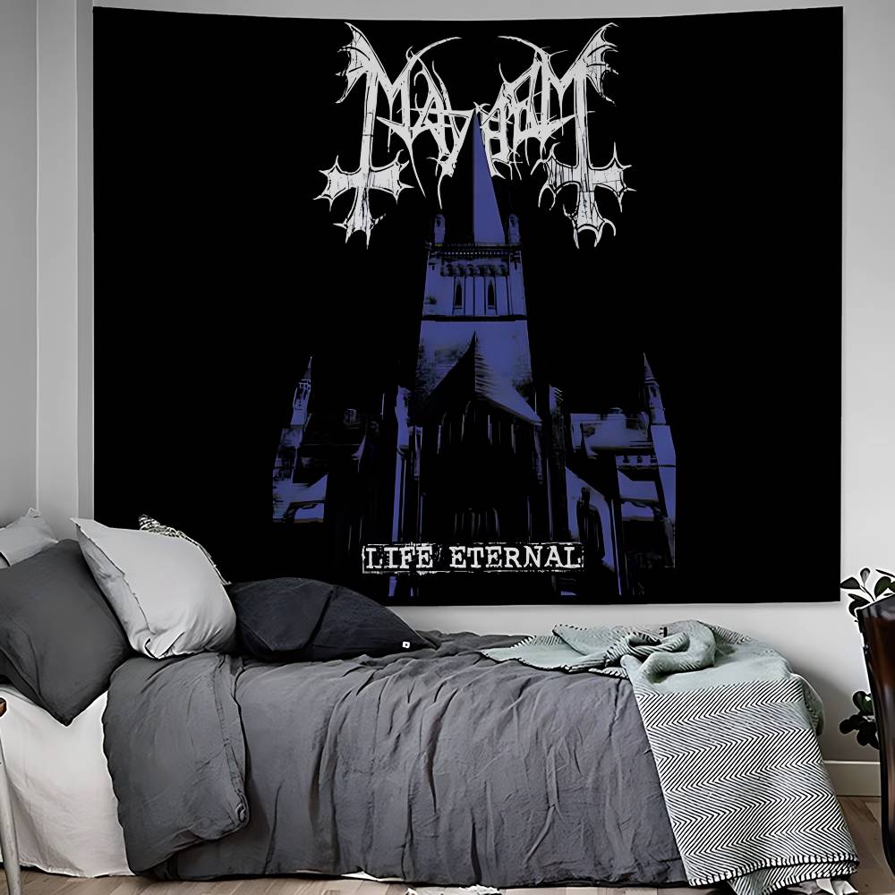 

Mayhem Death Rock Band Hippie Wall Hanging Tapestries Art Science Fiction Room Home Decor Kawaii Room Decor 74x94cm(29x37in)