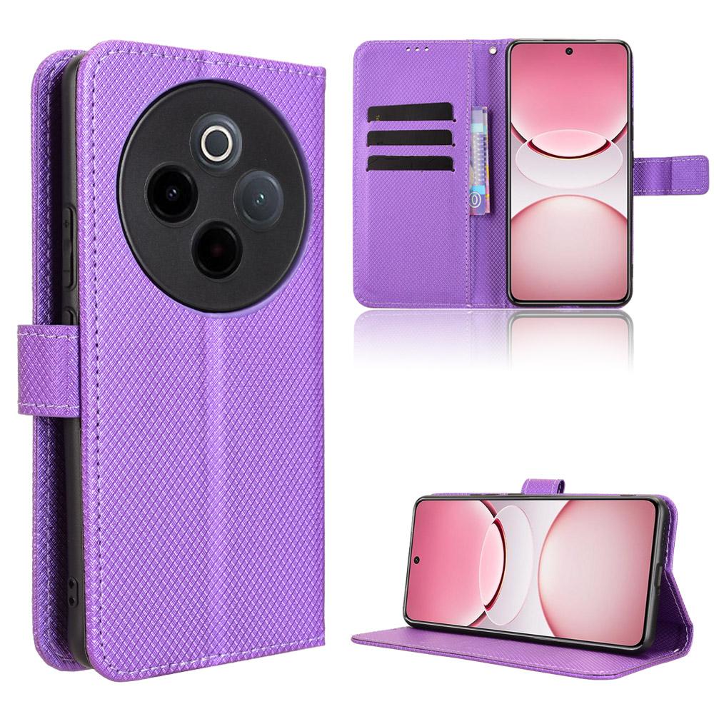 For Vivo Y300 Pro 5G/vivo Y300 Pro+ 5G/vivo iQOO Z10 5G Leather Wallet Case with Strap Diamond Texture Phone Cover