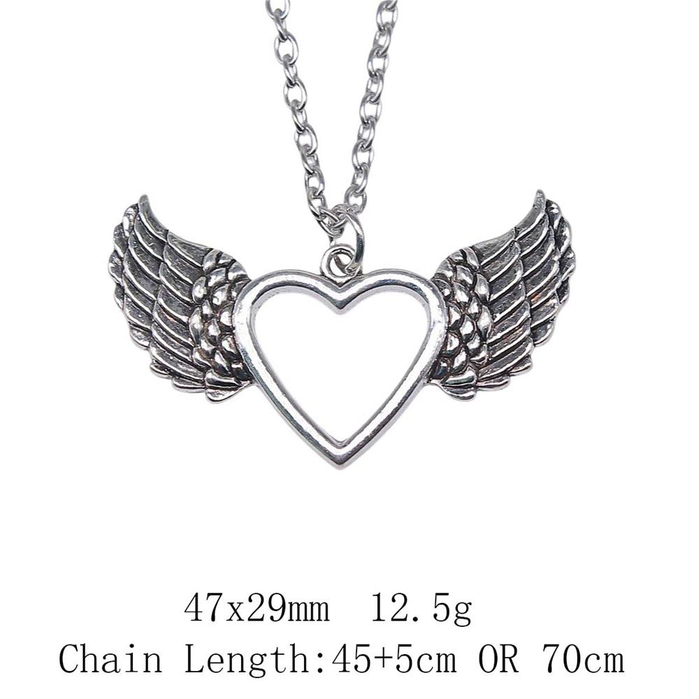 Vintage Angel Wing Pendant Necklace Alloy Feather Guardian Charm Necklaces Blessing Jewelry Gift For Making