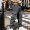 Spring and autumn jacquard checkered jogger pants, casual long pants for men, versatile and stylish multi-pocket trousers