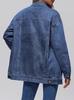 Women's Autumn Loose Lapel Denim Jacket - Casual Long Sleeve Outerwear