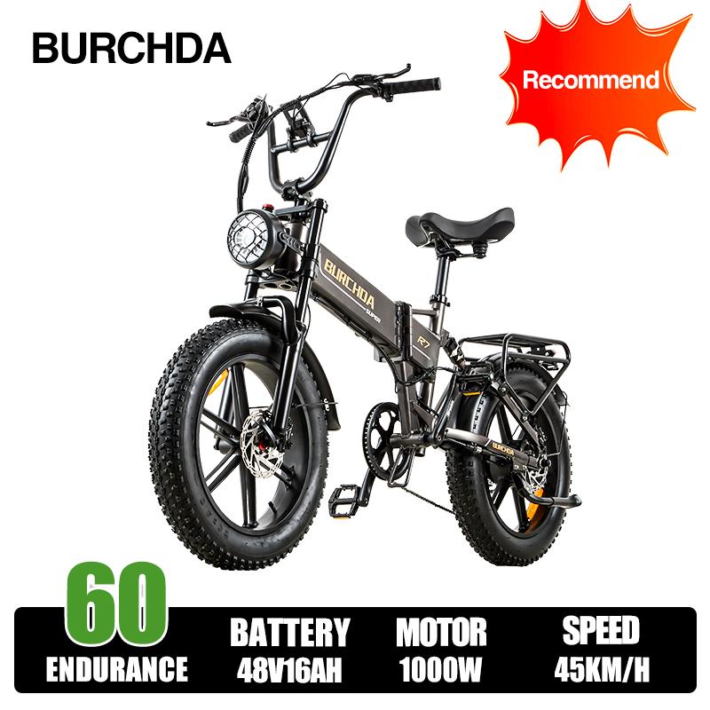 BURCHDA R7Pro Elektrofahrrad 20" Fat Tire E-Bike 48V/16Ah Akku 7 Gang E-Mountain Schnee Fahrrad Erwachsene Urban City Klapprad