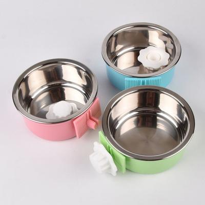 Steady Stainless Steel Cat Bowl Anti Rollover Hangable Pets Food Dispenser Cage Accessories Cat Food Basins Hedgehog