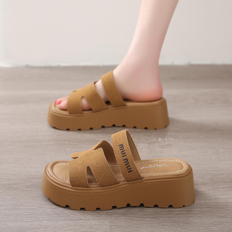 Modische CRLAYDK Vintage Pantoletten für Damen mit weichem Fußbett und Riemen Damenmode Plateau Slip-On Walking Freizeit Hausschuhe