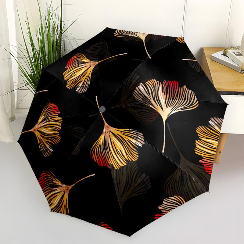 1pc Ginkgo Leaf Pattern Design Umbrella with Plastic Handle,Suitable for All Seasons Umbrellaptys26089
