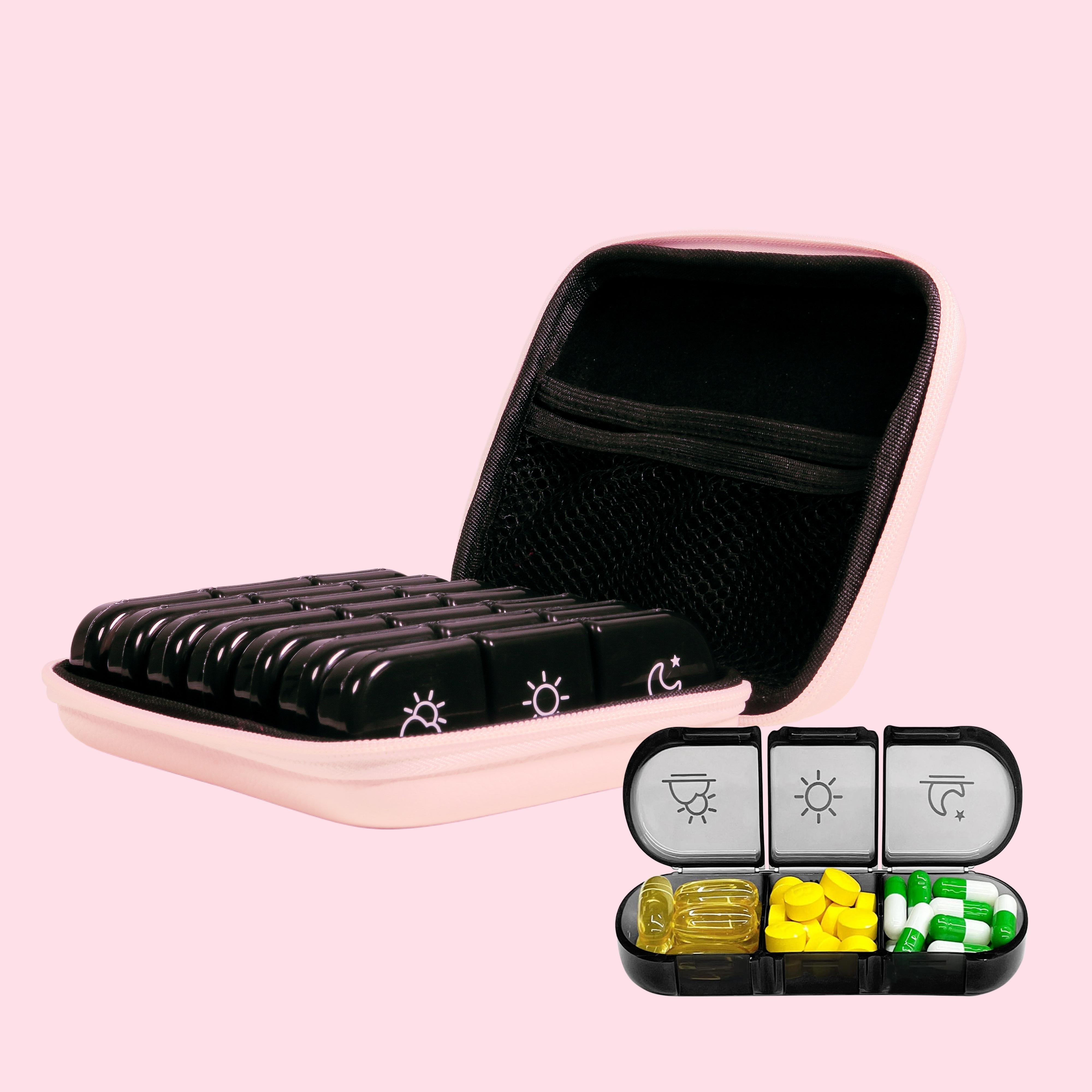 

Food Grade Plastic Rainbow Grid Waterproof Medicine Box Bag Type Weekly Dose Storage Organizer Compact Portable Pill Case чёрный