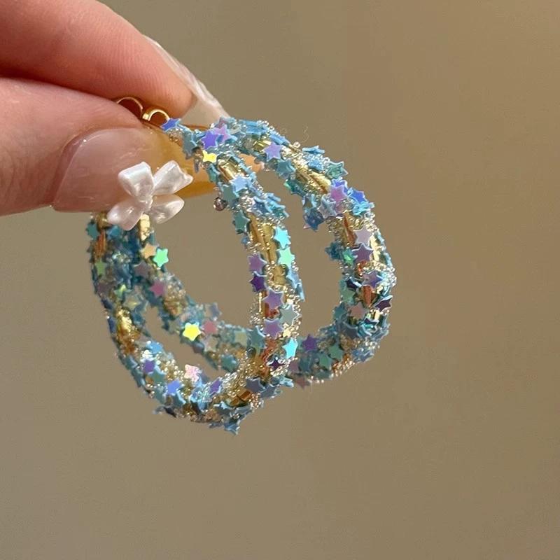 

Sweet Dopamine Butterfly Bow Earrings for Women Rhinestone Exquisite Elegent Aesthetics Ear Buckle Crystal Take Picture Jewelry синий