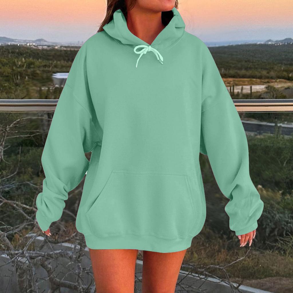 Women's Long Sleeve Oversized  Oversized Drop Shoulder Sleeves Women's Hooded Plush Sweatshirt