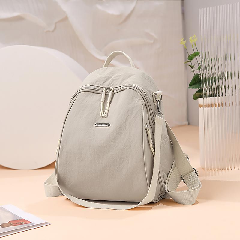 Minimalist Backpack For Women Large Capacity Nylon Adjustable Straps Hidden Anti-Theft Pocket Crossbody Bag For Daily Use