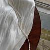 Highlight Round White Glass Pearls Stacked with Light Luxury Niche Temperament Retro High-end Long Sweater Chain Necklace