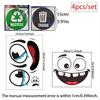 4x Garbage Bin Stickers Symbols Self Sticky Decals Trash and Recycle for Pantry Office