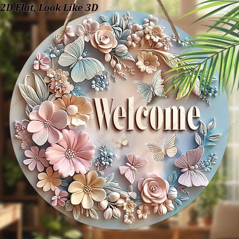 2D flat hanging decorative signs,interior wall or door decoration,garden decoration,"Welcome"logo,a housewarming gift for friends
