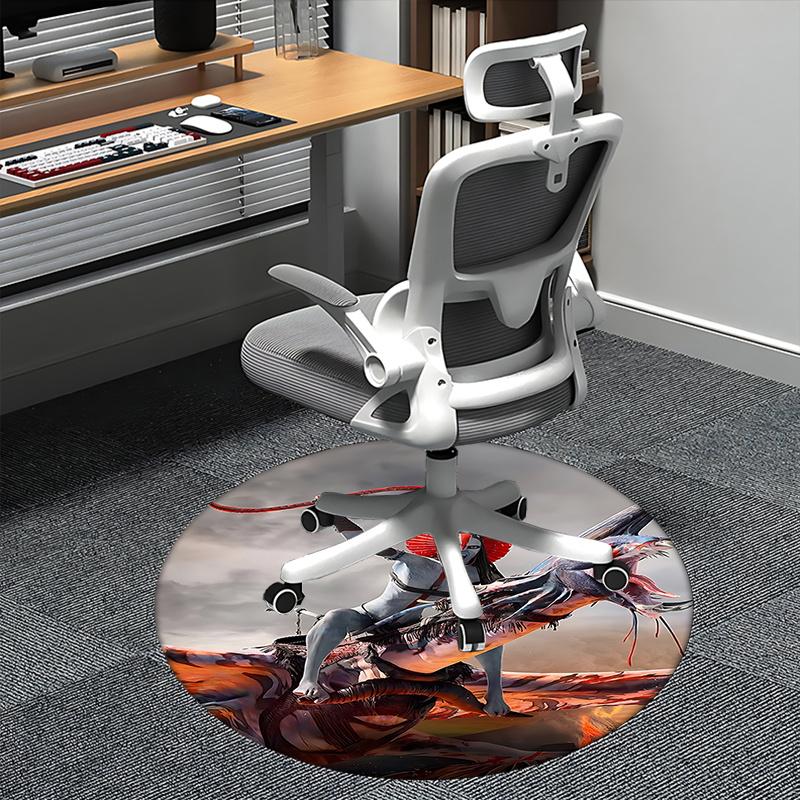 

Native American Warrior Chair Mat Round Carpet for Home Decor, Office Use, Bedroom, Living Room, Gift Idea0157b 80cm by 80cm