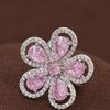 Champs-Élysées Pink Diamond Flower Ring - Elegant Luxury Hand Jewelry for Women