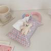 Pink Plaid Fabric Tissue Box Portable Hanging Tissue Case Living Room Container Home Car Towel Napkin Holder Home Decoration