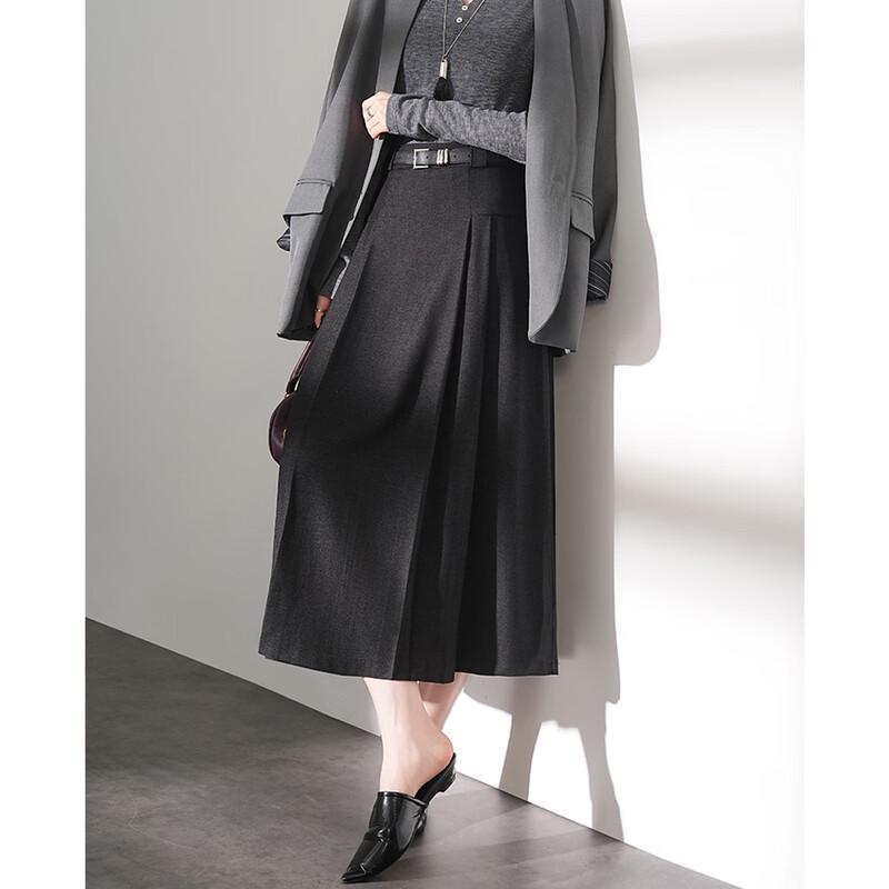 TERRE BLEUE Hepburn Style Pleated A-Line Skirt