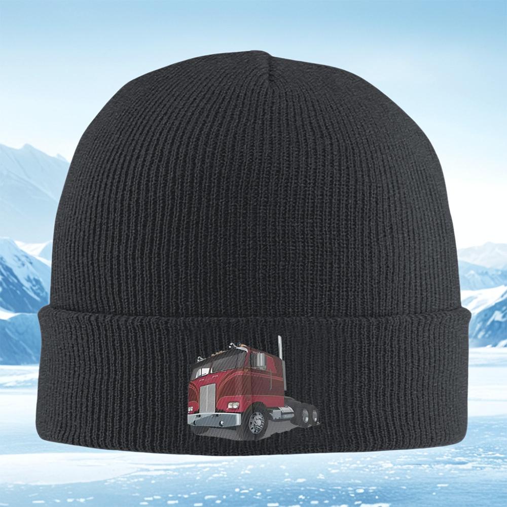 Truck wheels design red cabin structure Men Women Unisex Knitted Hat Beanie Pullover Cap Winter Thermal Warm Christmas Outdoor C