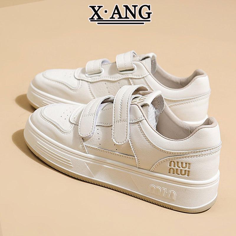 Leather Flat-soled Student Little White Shoes Children's Spring New Velcro Women's Shoes Casual Sports Shoes Board Shoes