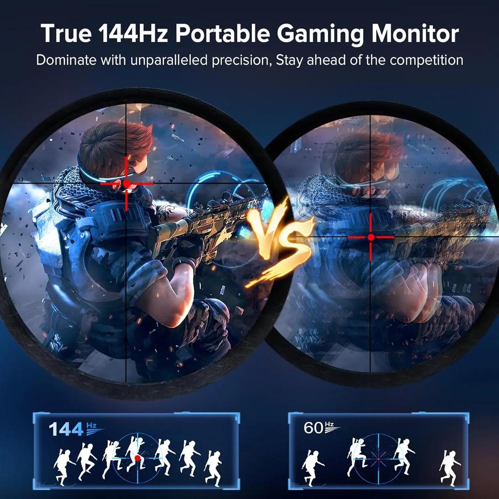 15.6Inch 144HZ/60HZ Portable Monitor 1080P 16:9 Secondary display For Cell Phone PC Loptop XBox PS4 / 5 Switch Extension