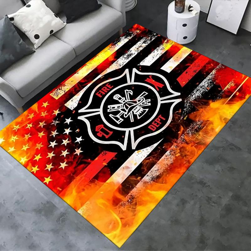 Firefighter Fire Rescue Carpet Rug for Living Room Bedroom Home Sofa Decoration,Kids play Non-slip Floor Mat