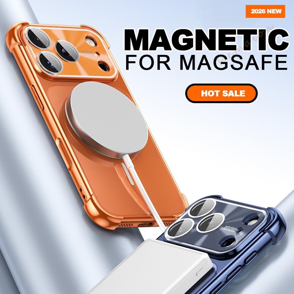Magnetic Phone Case For iPhone 17 13 14 15 16 Pro Max Air Magsafe Official Big Windows Shockproof Protector Cover