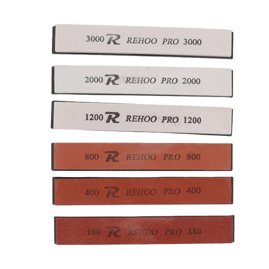 6 st Slipstenar Set 180 400 800 1200 2000 3000 Vit Korund Bryne Slipkit för