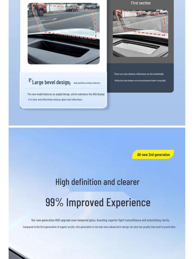 Deep Blue S07 HUD Protective Cover for 26 Car Models - Interior Accessory and Decorative Modification