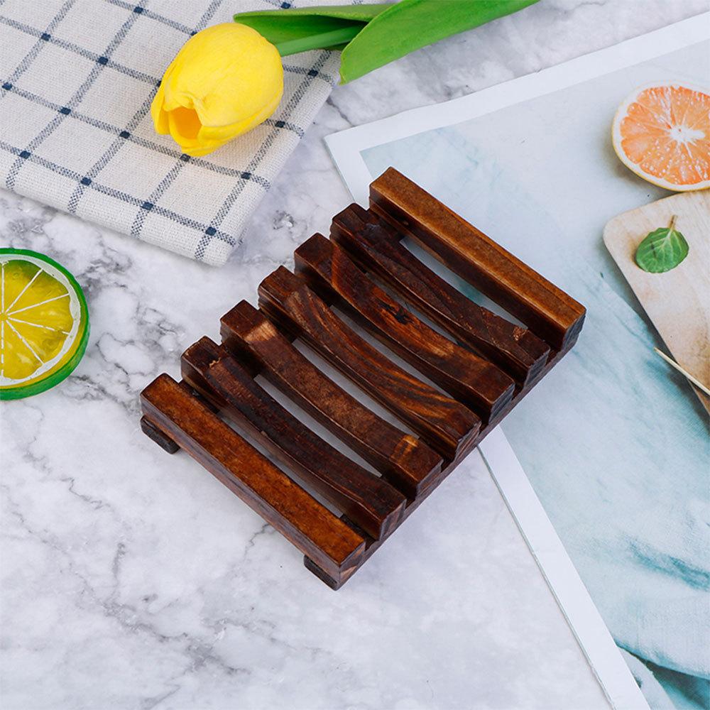 1pcs Soap Box Natural Wood Soap Dish Wooden Prevent Mildew Bath Soap Holder Drain Box Bathroom Supplies Dark Brown/Light Brown