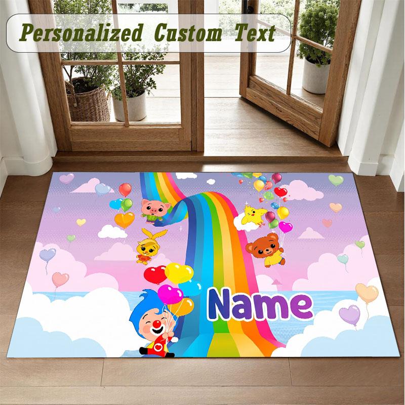 Crystal Velvet Square Rug Custom NameEl Payaso Plim Plim Pattern Non Slip Home Floor Decor Rug