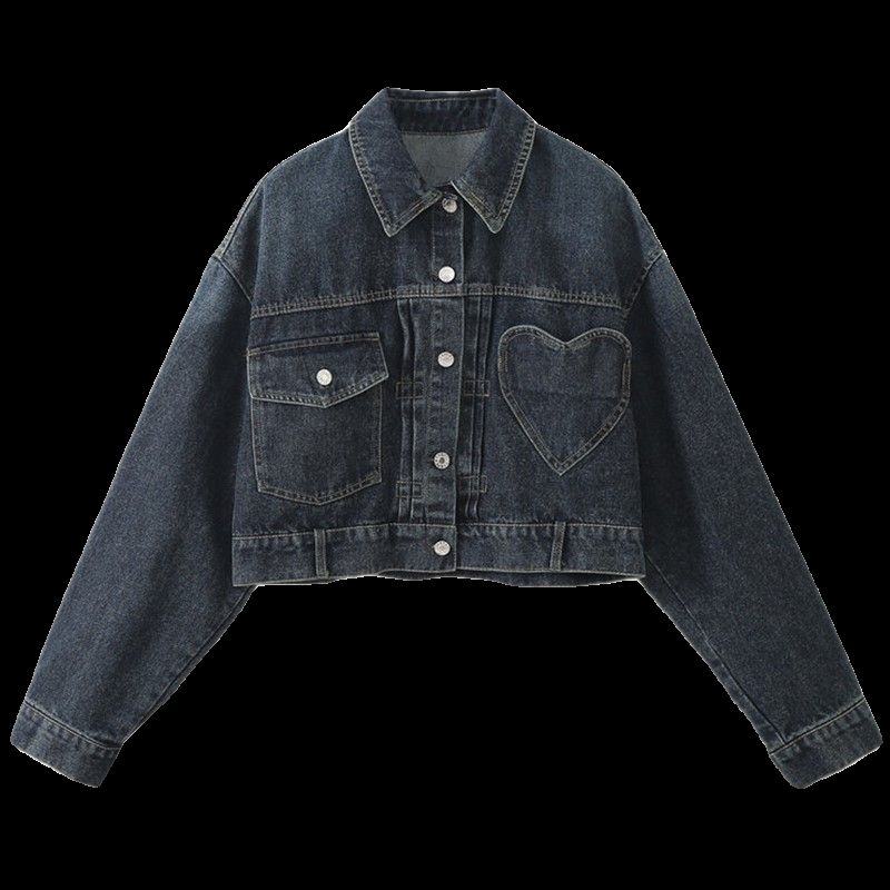 Fashion Style Spring New Women's Clothing Loose Easiest for Match Heart-Shaped Pocket Denim Jacket Coat 8197003 401