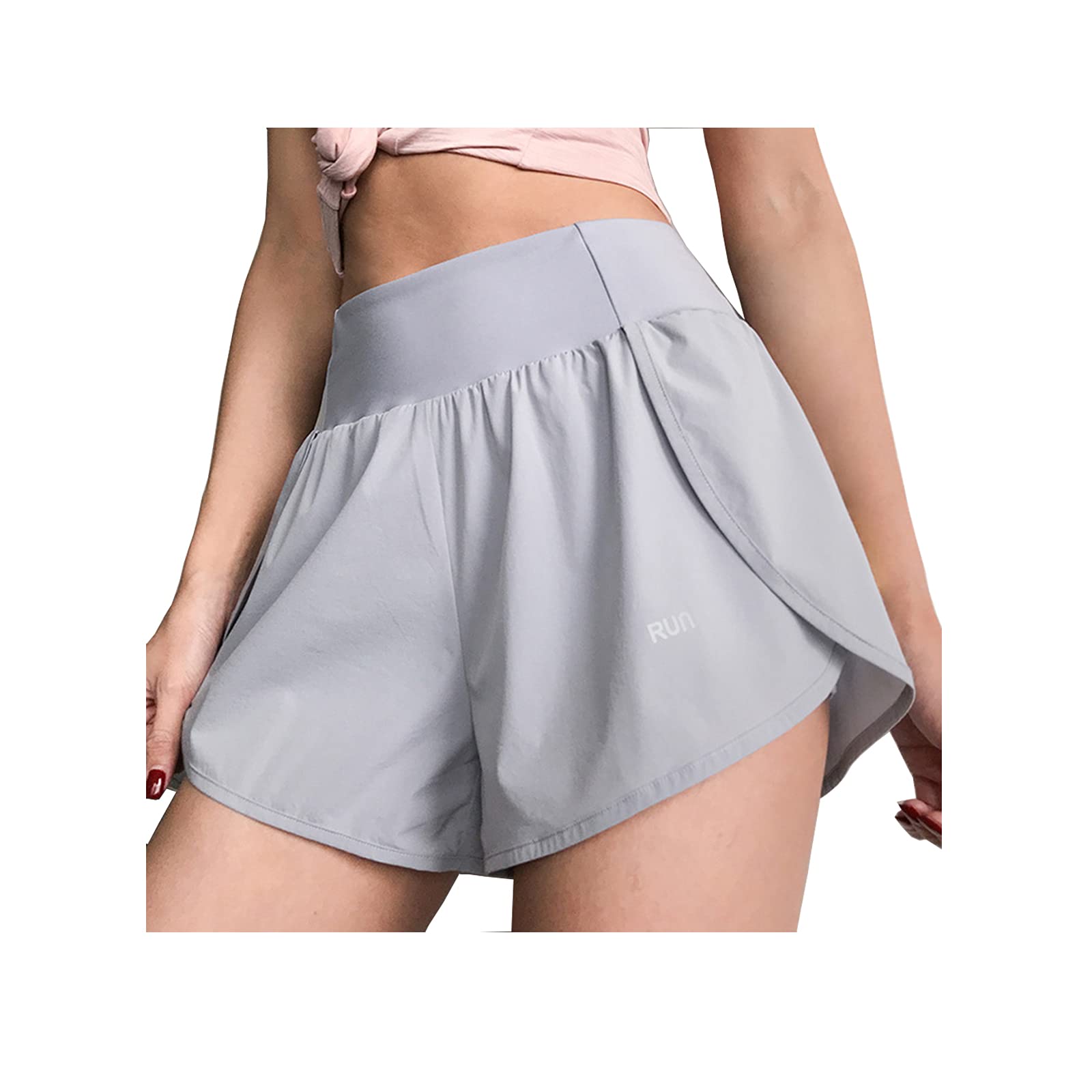 

RAKUKOU Shorts with Sports Shorts for Yoga Size Women s Built-in Pockets, Running, Summer, Soft, Breathable, Stretchy, Sweat-Wicking, Quick-Drying, серый