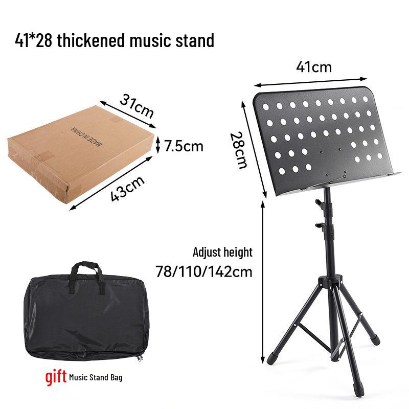 

Foldable Height-Adjustable Music Stand for Rehearsal & Performance, Universal for Piano & Instruments