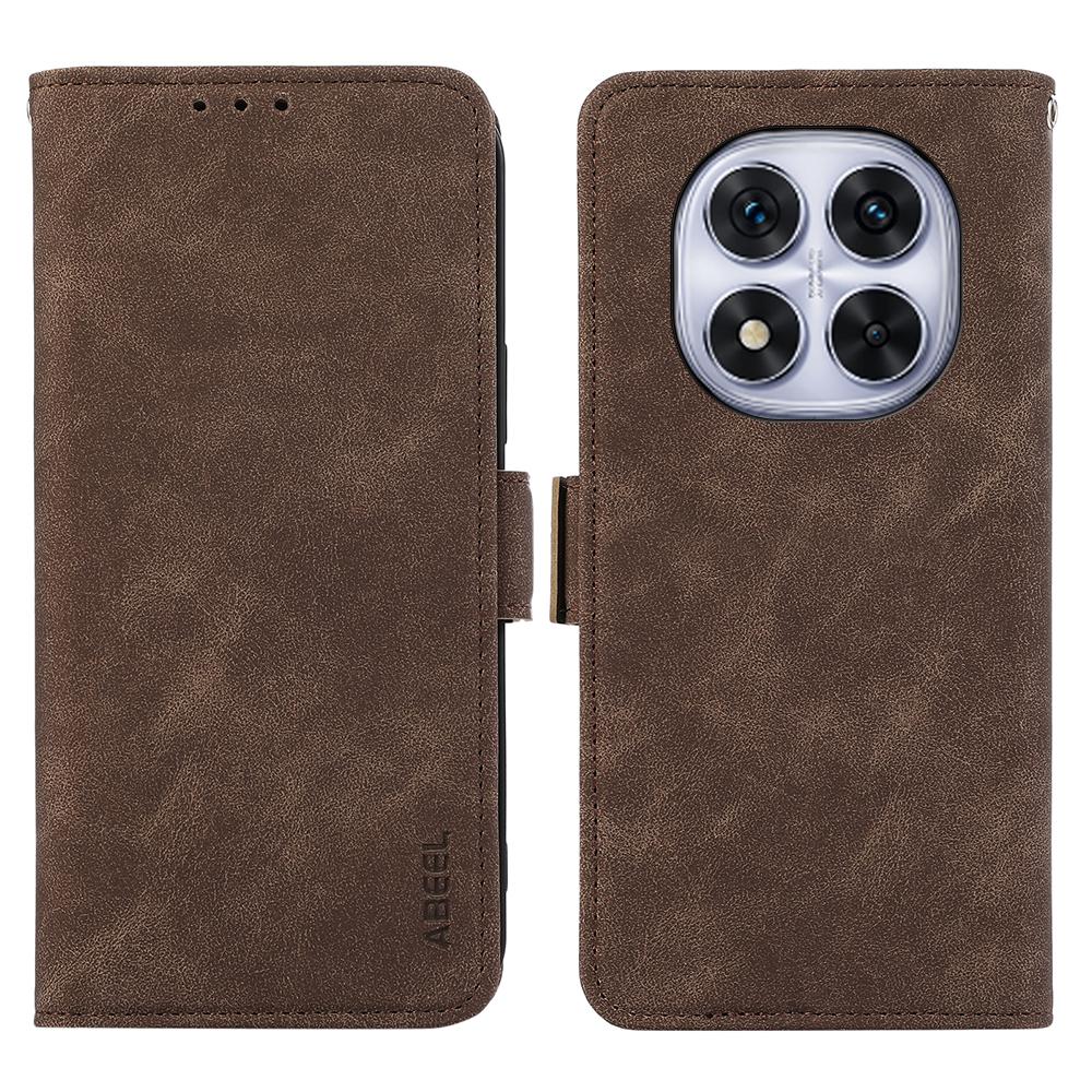 

ABEEL For Xiaomi Redmi Note 14 Pro 5G/Poco X7 5G Case PU Leather Folio Stand View RFID Blocking Phone Cover Brown
