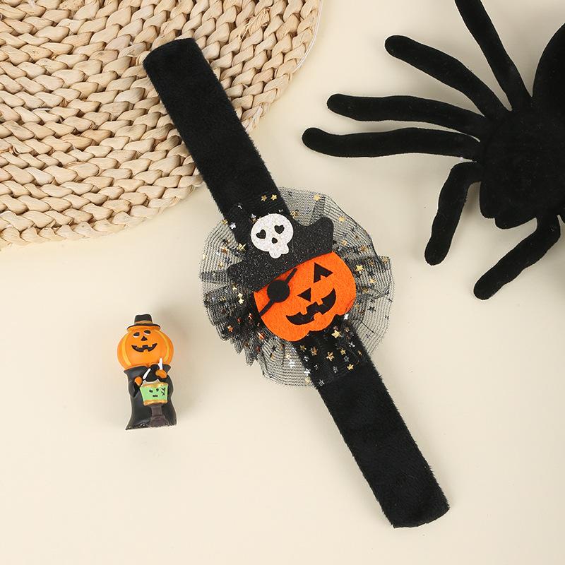 Halloween Children's Funny Slap-ring Wristbands, Kindergarten Student Party Gifts, Pumpkin Ghost Plushie Rattle, Circular Toy