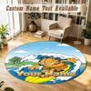 Round Rug Custom NameGarfield Pattern Non Slip Carpet Home Floor Decor