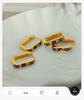 European and American Style Stainless Steel Zirconia Rectangle Earrings for Women