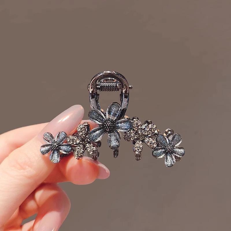 Crystal Flower Hair Claw Clip - Korean Style 2025