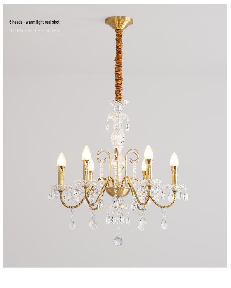 Nordic Wave Crystal Copper Chandelier for Dining Room, Bedroom, or Living Room