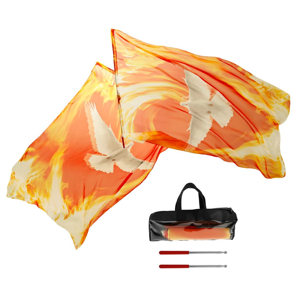 2 Pcs Worship Flag Soft Polyester Praise Dance Flag with Telescopic Rod and Organizer Bag for Girl Adult Beginner Dancer