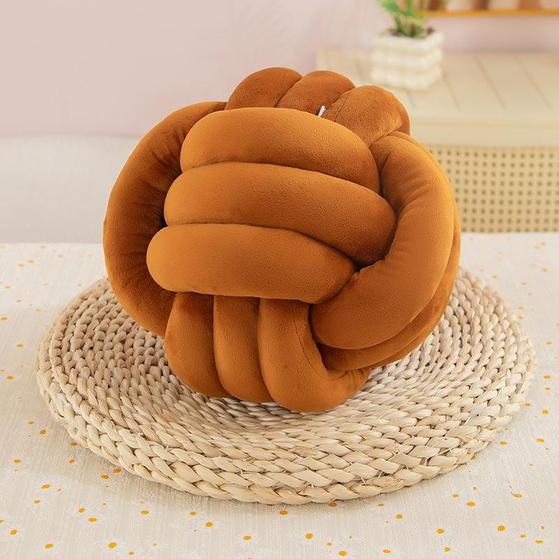 Nordic Hairball Pillow Three-strand Rope Knotted Ball Pillow Hand-woven Velvet Pillow Cushion Knot Bay Window Cushion