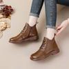 100% Genuine Leather Shoes Women Ankle Boots Spring Autumn Retro Soft Cow Leather Brand Ladies Single Boots Mother Shoes Plus Size 41