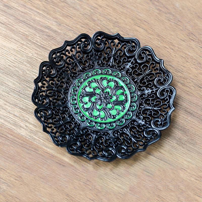 Japanese style cup holder, alloy tea cup pad, circular insulation pad, retro kung fu tea cup holder, tea ceremony accessories