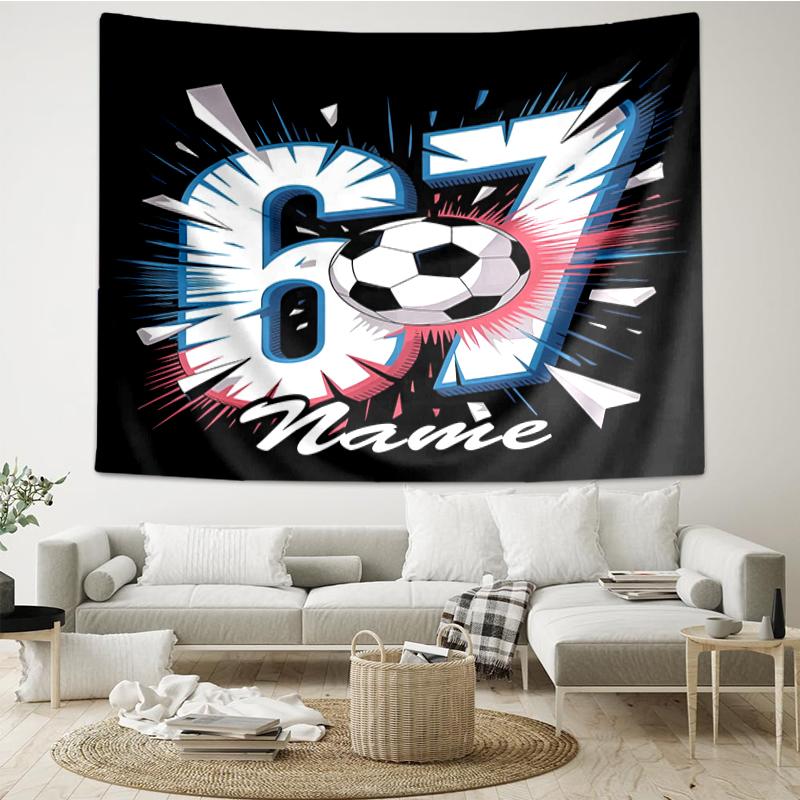 Custom Name 67 Print Tapestry, Backdrop, Easy Setup, Ideal for Bedroom, Office & Living Room, with Aesthetic Wall Hanging Decor.