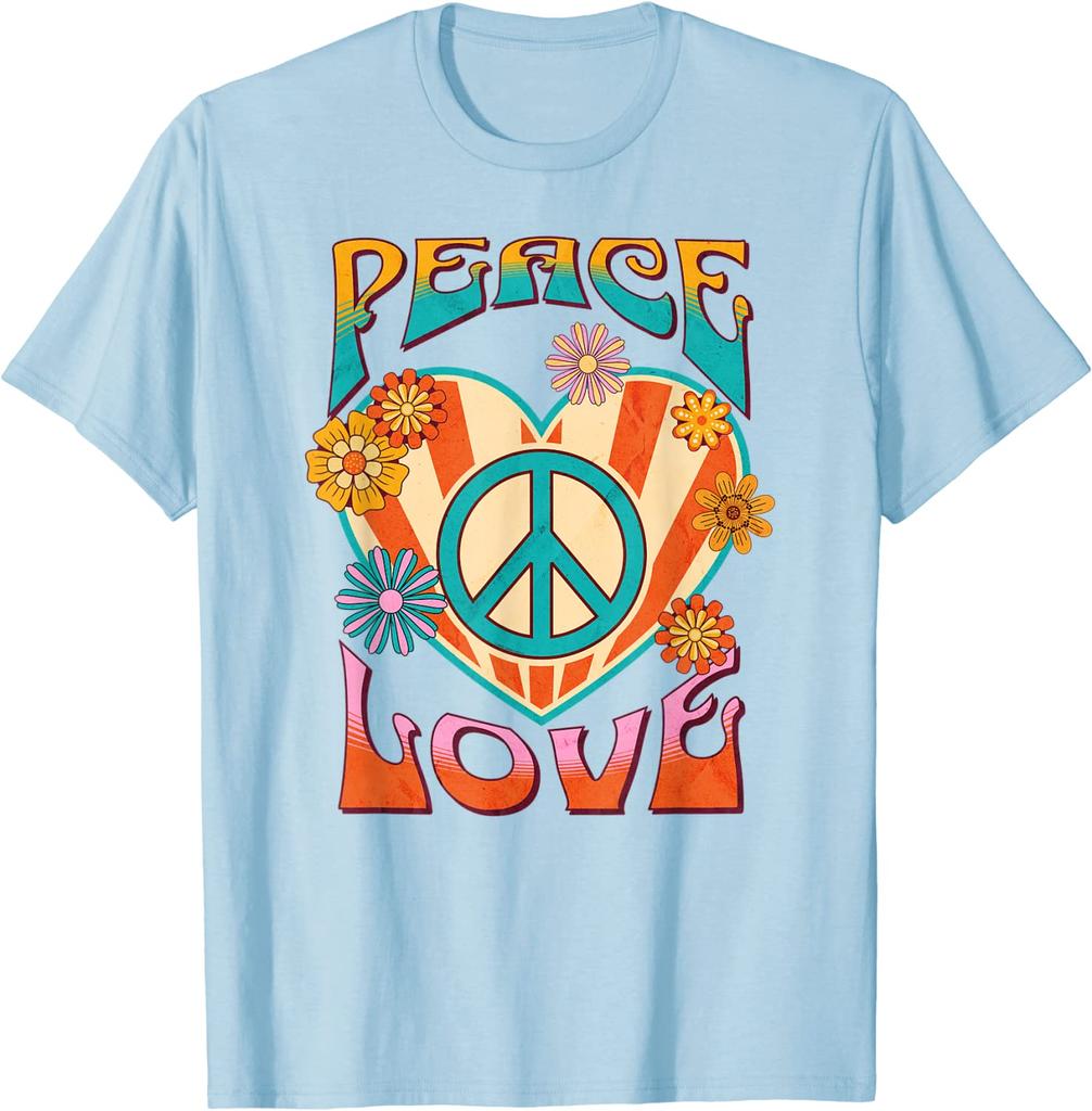 Peace Love Peace Sign 60s 70s Hippie Style Tshirt Unisex Clothing Cotton Casual Daily Four Seasons Tees Shirts For Unisex