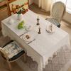 Stary obrus z koronkowymi falbankami Rustykalny haftowany na urodziny, wesele, bufet Tkanina Obrus Zmywalny Francuska Dekoracja Imprezowa Jadalnia
