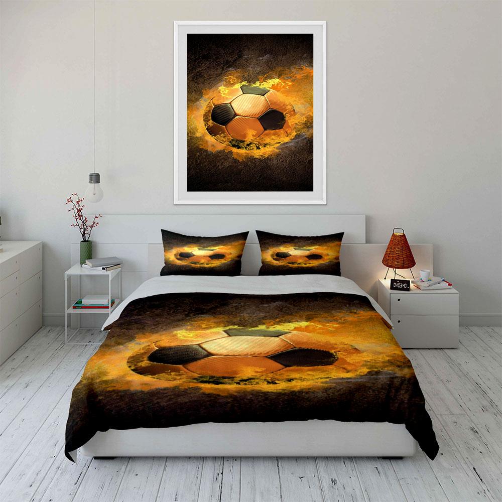 Fiery Soccer Ball Design. Bedding Sets Duvet Cover Sets Duvet Covers Pillowcases(1 * Duvet Cover 2 * Pillowcases, Without Duvet Insert)