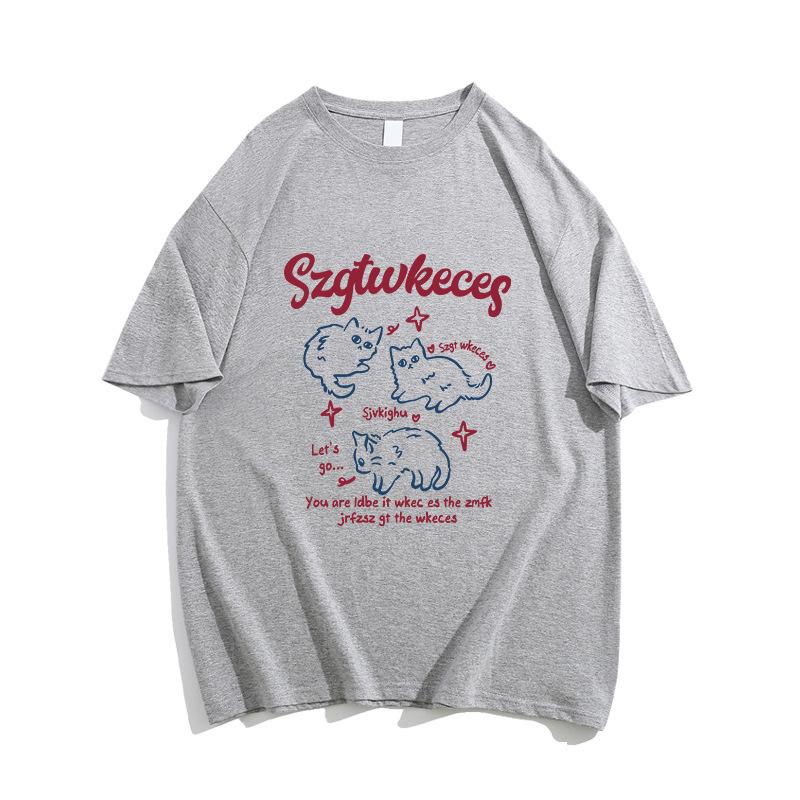 Summer Loose Casual Harajuku Style Short Sleeve Top Women Cotton Simple All-match Pullover T-shirt Fashion Tee